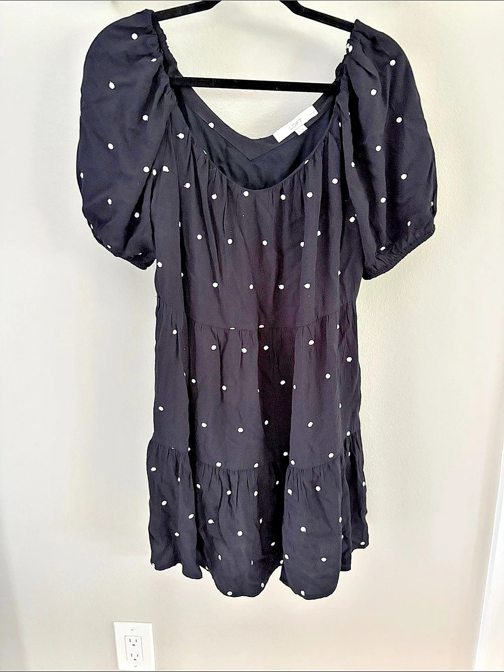 LOFT Polka Dot Puff Sleeve Mini Dress